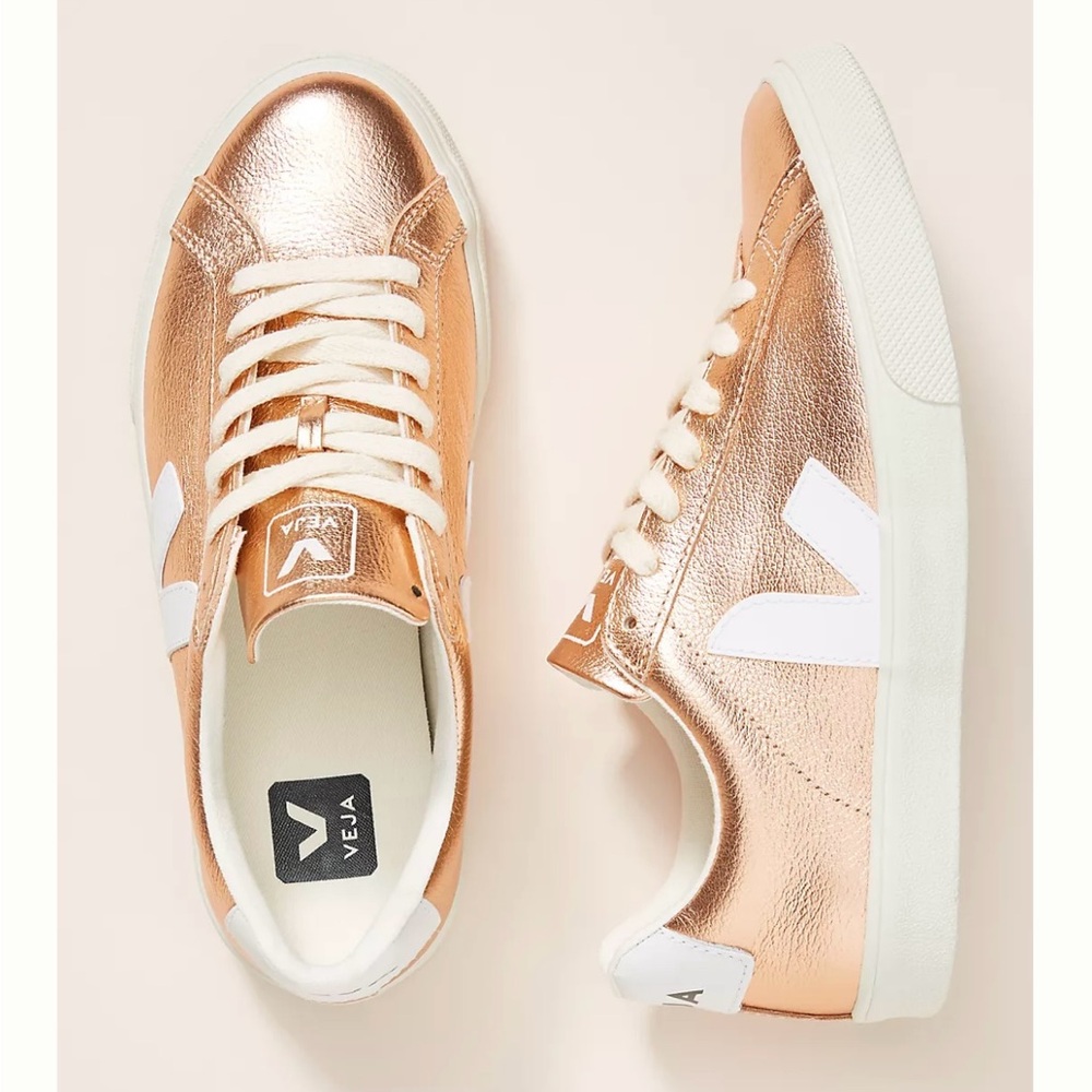 Veja Rose Gold Sneakers with White Accents
